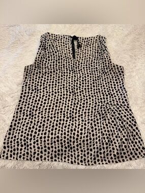 Ann Taylor Sleeveless Black Dot Print Blouse - Neutral